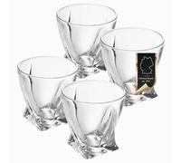 Intirilife Juego de 4x Vasos de Whisky en CRISTAL CLARO 'TWISTED'- 260ml-Old Fashioned Whisky Sin Plomo en Diseño Escultura apto para lavavajillas- Vaso de Whisky para Cocktail Scotch Ginebra Ron Agua