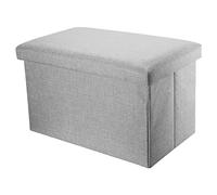 INTIRILIFE Puff Baúl Plegable 78x38x38 cm in Gris Alaska - Taburete Almacenaje Tapizado de Textil Tela Óptica Lino per Almacenamiento y Reposapiés - Asiento Silla Tejido Banqueto