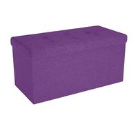Intirilife Taburete Plegable 76x38x38 cm en Púrpura Niebla - Taburete Asiento Almacenamiento con Tapa de Tela - Asiento en Forma de Cubo Reposapiés Caja de Almacenamiento