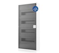 Intratec ALPHA Cuadro eléctrico de superficie 4 filas - Caja de distribución para 48 módulos con puerta transparente - Envolvente eléctrica con carril DIN para hogar y profesional - 650 x 310 x 96 mm