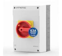 Intratec Interruptor principal 63A 4 polos - IP65 Interruptor seccionador con caja de plástico - Interruptor de seguridad para maquinaria industrial 230V/400V - Interruptor rotativo robusto