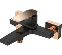 Invena Midnight grifo de bañera y ducha a pared negro-oro BW-35-014