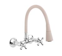 Invena Roma grifo de cocina a pared cromo-beige BC-24-E3S