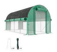 Outsunny Invernadero de Exterior 4,5x2x2 m Invernadero de Túnel con Paredes Laterales Enrollables Cubierta Extra 8 Ventanas de Malla y 2 Puertas Enrollables Invernadero para Jardín Patio Verde Green 4