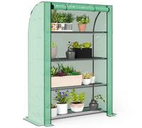Invernadero de jardín Outsunny de PE con estantes de 4 niveles, invernadero para balcón, lona reforzada de 135g/m², estructura de acero, puerta con cremallera, para plantas, flores y verduras, 120x50x