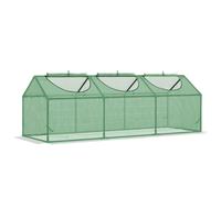 Invernadero de jardín Outsunny, mini invernadero, 3 ventanas enrollables con cremallera, cubierta de plástico, estructura de acero, 180x60x60 cm, verde oscuro Verde oscuro