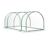 Invernadero de jardín Outsunny, mini invernadero, invernadero pequeño para tomates. Lona con cremallera de 2L x 1L x 0,8H m, transparente, de acero Beige