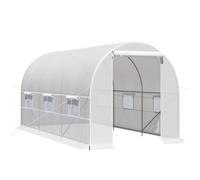 Invernadero Outsunny de 8 m², túnel de jardín, invernadero tipo túnel de 400x200x cm con puerta y 6 ventanas, para exteriores, para todas las estaciones, para vegetales, frutas, flores, lona de PE de 