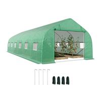 Invernadero Outsunny Garden Greenhouse 24 Hugger de gran tamaño 8x3x2 m con lona de PE, estructura de acero galvanizado Ø 24 mm, puerta enrollable y 12 ventanas verdes verde