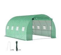 Invernadero Outsunny para jardín de 12 m², invernadero tipo túnel de 3x4x2 m con puerta enrollable y 8 ventanas de malla, invernadero de acero galvanizado y PE de alta densidad 170g/m², resistente a v