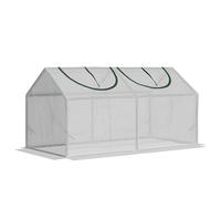 Invernadero Outsunny para jardín, mini invernadero, 2 ventanas enrollables con cremallera, cubierta de plástico, estructura de acero, 120x60x60 cm, Blanco BLANCO