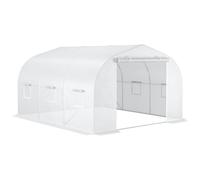 Outsunny Invernadero en Túnel de Jardín med 3,5x3x2 m con Puerta y 6 Ventanas Enrollables Acero galvanizado y lona PE de alta densidad Aosom España