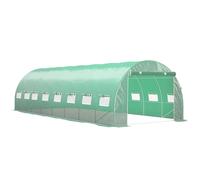 Invernadero tipo túnel Outsunny de 24 m² (8L x 3L x 2H m) - 16 ventanas, puerta Hot Tide, acero galvanizado tubular, lona verde de alta densidad verde