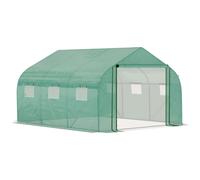 Invernadero tipo túnel Outsunny, grande, 3x2 m - 6 ventanas y puerta con cremallera, de acero galvanizado enrollable, PE de alta densidad, verde verde