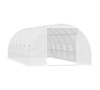 Outsunny Invernadero de jardín 8x3x2 m Acero y PE 140 g/m² 12 ventanas Puerta enrollable Blanco