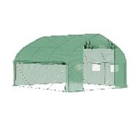 Invernadero túnel Outsunny de 10,4 m², invernadero de jardín, anti-UV, puerta enrollable con cremallera, ventanas de malla, tubo de acero galvanizado y PE de 140 g/㎡, 350 x 300 x 200 cm, verde Green