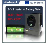 Inversor Solar Aninerel + Conjunto de Baterías 220VAC 4200W 12V 120A Onda Sinusoidal Pura Híbrido para Hogar con MPPT Integrado y WIFI + Batería de Almacenamiento Solar Portátil LiFePO4 25.6V 100AH 42
