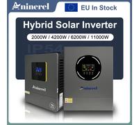 Inversor Solar Híbrido Aninerel 12V 24V 48V 2000W 4200W 6200W 11000W 220VAC Onda Sinusoidal Pura para el Hogar 4.2KW 6.2KW IP54 Inversor FV UE En Stock 4200W-24V-120A-WIFI