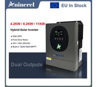 Inversor Solar Híbrido Aninerel 24V 4200W 6200W 11000W 48V MPPT Onda Sinusoidal Pura Doble Salida 220VAC Inversor Fotovoltaico Fuera de Red con Pantalla LCD WIFI Modo Sin Batería PV 60-500Vdc EU En 42