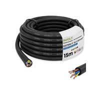 INVOLT Cable alargador CEE H07RN-F 5G1,5 mm², 15 m, cable de goma flexible con conductor de protección, para obras exteriores, certificado VDE