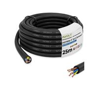 INVOLT Cable alargador CEE H07RN-F 5G1,5 mm², 25 m, cable de goma flexible con conductor de protección, para obras exteriores, certificado VDE