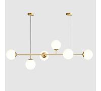 IOEDHW Lighting lámpara de araña de 6 luces de cristal lechoso Moderna Lámpara De Araña De Globo Lineal, Boule Verre De Suspensión De Oro Blanco De Mediados De Siglo Para Isla De Cocina
