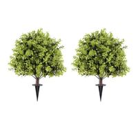 Ioensy 2 Piezas Topiario Bola con Espiga Lavable Planta Topiaria Plástico Verde Planta Artificial con Tronco Grabado para Jardín, Senderos, Puntiagudo 2PZ