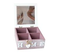 Ioensy Caja de Almacenamiento de Madera para Artículos de Oficina con Tapa Transparente, Joyero Multiusos con 4 Compartimentos, Organizador de Escritorio Par, PÚrpura
