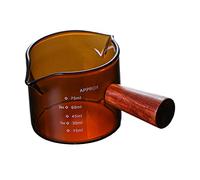 Ioensy Espresso Vaso Medidor de Vidrio con Mango de Madera Doble Incluye Recipiente de Borosilicato para Café Leche Adecuado para Café