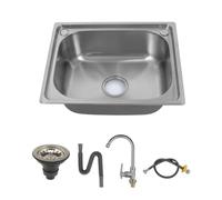 Ioensy Fregadero de Cocina Lavabo Cubeta de Acero Inoxidable 304 Cepillado Tazón de Gran Capacidad con Esquinas Curvas Reborde Elevado y Borde Recesado, 50x40 Cm