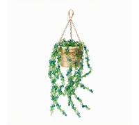 Ioensy Macetero Colgante Tiesto Jardineras Adorno con Estructura Apta para Colgar en Techos Ganchos O Soportes Decorativas y Hebras Envolventes de Vidrio, Bamboo Woven Pot