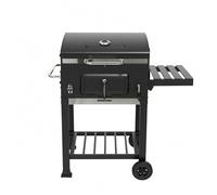 Ioensy Parrilla de Carbón para Barbacoa Parrilla con Tapa Asador Exterior Barbacoa de Patio con Incorporado Puerta Frontal de Acceso y Asa Lateral con Ruedas