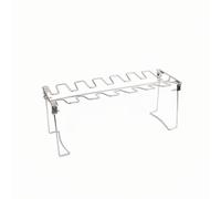 Ioensy Parrilla para Muslos de Pollo Estante Barbacoa Soporte Asador Acero Inoxidable 430 Plegable Ahorro de Espacio Apto para Horno Camping Tailgating Patio Trasero, Rack De 14 Ranuras