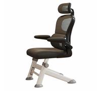 Ioensy Silla de Estudio Infantil con Respaldo Alto Asiento Ergonómico Reposabrazos Abatibles y Altura Ajustable Estructura Metálica y Malla Transpirable, Gris, Size to 5