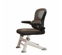 Ioensy Silla de Estudio Infantil con Respaldo Alto Asiento Ergonómico Reposabrazos Abatibles y Altura Ajustable Estructura Metálica y Malla Transpirable, Negro, Marco Negro