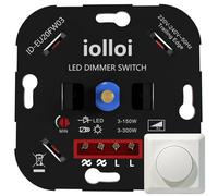 iolloi Interruptor Regulador de Luz LED, Atenuador de luz giratorio empotrable 220v regulador para regulable 150W LED/halógena/incandescente con garantía de 3 años