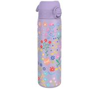 ion8 Botella Agua Acero Inoxidable Termica, 500ml, a Prueba de Fugas, Fácil de Abrir, Cerradura Segura, Aptas para Lavavajillas, Adapta a Portavasos, Asa de Transporte, Floral Delicado