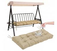 Iones de columpio impermeables para porche, 34 x 16 pulgadas, 3 pulgadas de grosor, para muebles de exterior, interior, banco, asiento de iones para salón, chaise, salón, mimbre, color caqui