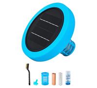 Ionizador solar para piscinas, ionizador de cobre redondo para piscinas de hasta 132489 litros, limpiador y purificador de agua automático flotante, agua sin cloro, con ánodo de cobre, muelle, cepillo