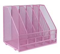 IOUGDSEC Organizador de archivos A4, estante de libros plegable, soporte para revistas con 5 compartimentos verticales, organizador de escritorio, carpeta de documentos para oficina, escuela y hogar