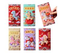 Iouyjiu Red Envelopes Chinese - 6 Piece Embroidered Lunar New Year Packet Set | Year Of The Horse 2026 Red Packets For Men Women Boys Girls Teens Spring Festival Marriage Celebration Gifting