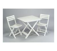 Ipae Progarden Set de jardín de mesa y dos sillas plegables blanco