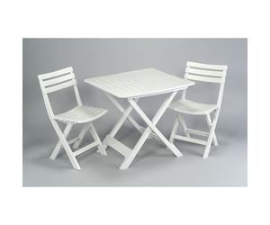 Ipae Progarden Set de jardín de mesa y dos sillas plegables blanco
