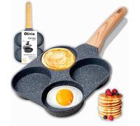IPEA Sartén Tortitas y Huevos Antiadherente para Inducción o Gad - 4 MOLDES - Sartén de Aluminio para Tortilla, Crepes, Pancakes, Hamburguesas - Sartén de Cocina - Mango Comfort - 21 cm