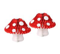 Ipetboom 2 Piezas de Decoraciones de Mesa Forma de Hongo en Papel Rojo, Diseño Llamativo y Color Vibrante para Fiestas Infantiles y Bodas