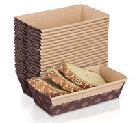 Ipetboom 20 Moldes Rectangulares Desechables de Papel para Hornear, Resistentes Al Calor Y a La Grasa, Apilables Y Aptos para Horno, Ideales para Tostadas, Panes Rápidos Y Panes Caseros, 16,50 X 9,00