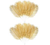 Ipetboom Hojas Falsas Doradas de Palma Artificial 10 Ramas Plástico Alambre | Adorno DIY Delicado, Uso Amplio para Bodas, Fiestas Temáticas Hawaianas y Arreglos de Flores