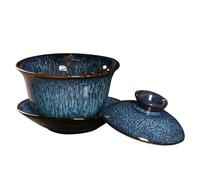 Ipetboom Taza de Té Vintage de Cerámica Azul 140ml Resistente al Calor y Antiescaldaduras para Viajar o Restaurante Estilo Retro Delicado