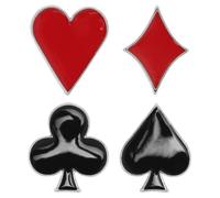 iplusmile Broche de Póker Decorativo para Ropa de Mujer Set de 4 Piezas Pin de Solapa en Negro y Rojo Accesorio Versátil para Trajes Chales y Mochilas Diseño de Cartas de Naipes