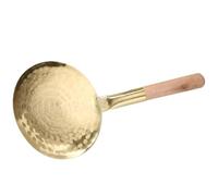 iplusmile Cuchara para Servir Tofu Mango Ergonómico de Madera y Pala de Cobre Dorado para Scooping Water en Cocina y Comedor